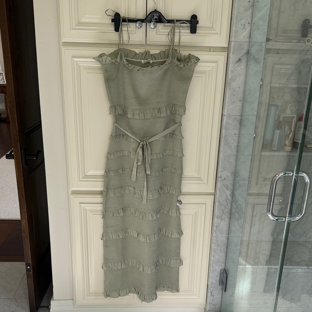 Anthropologie V. Chapman Ruffle Tiered Knit Midi Dress - Sage